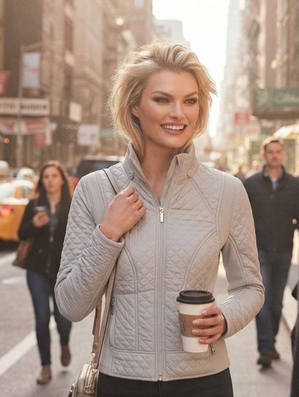 BCBGeneration Light Gray Quilted Bomber Jacket